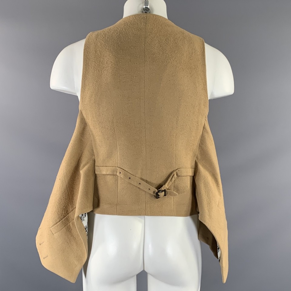 Check Amount NUMBER (N)INE Size M Khaki Textured Cotton & Silk Double Layer Vest ...