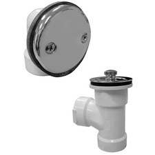 Subular de plástico blanco de 2 orificios para residuos de baño y desbordamiento de bañera de drenaje