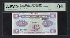 Great Britain 10 Shillings ND(1962) PM35s  Specimen  UNC Grade 64 Top Pop