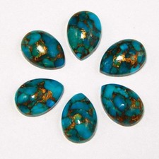 Natural Blue Copper Turquoise Pear Cabochon 5x7mm To 20x25mm Loose Gemstone