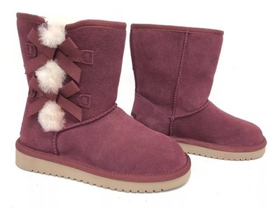 Koolaburra Victoria Short Boots Womens Zinfandel Red Bow Suede 1015874 Size 5