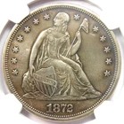 1872 Seated Liberty Silver Dollar $1 Coin - Certified NGC AU Detail