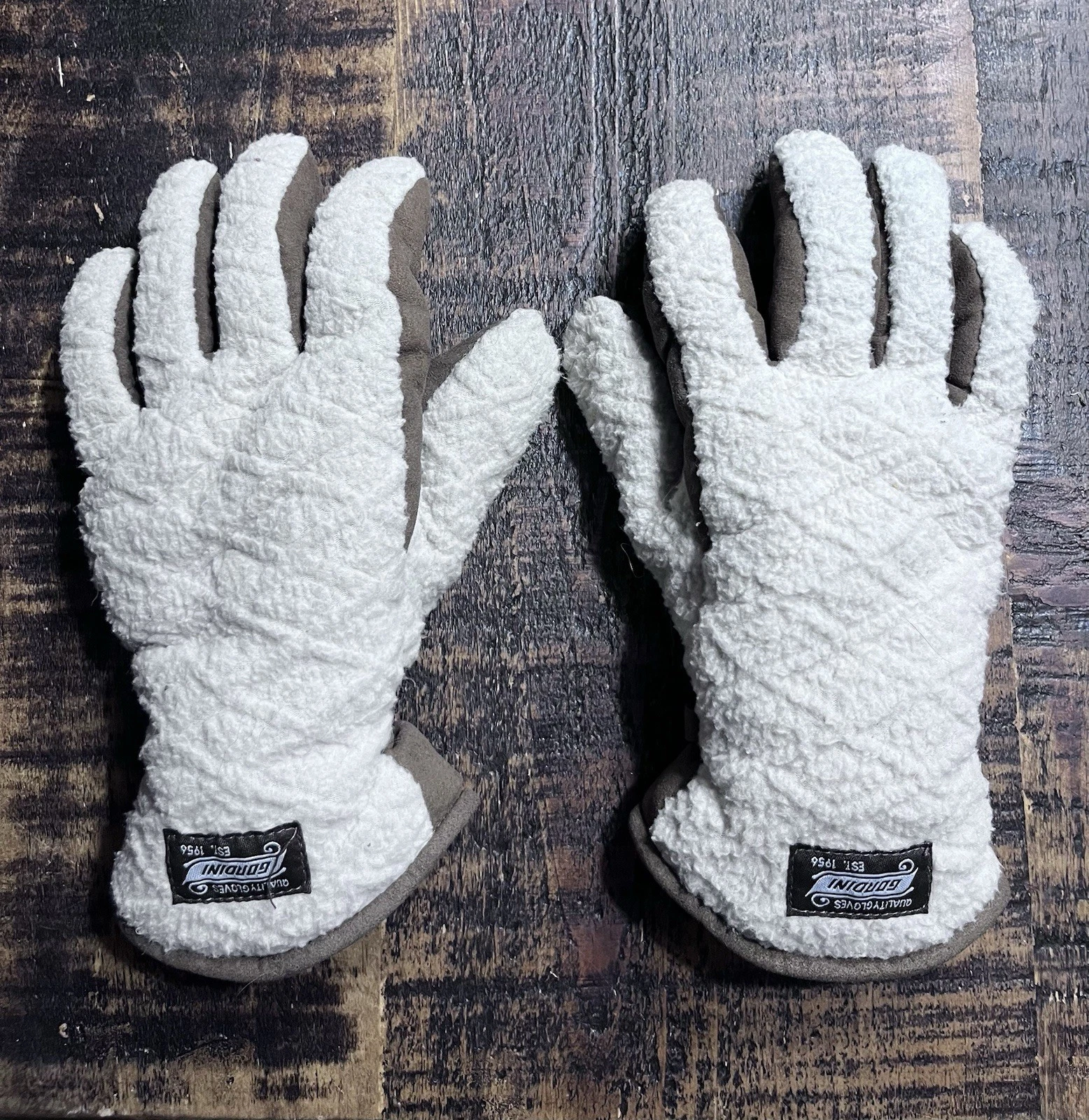Women’s GORDINI Warm Fleece Polartec Gloves Oatmeal & Brown Size Medium