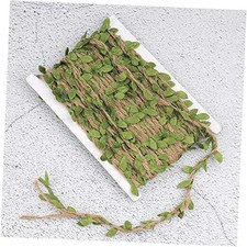 66 Feeturlap Leaf Ribbon with Artificial Vine Green Leaves, Natural Jute B
