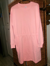AMAZON ESSENTIAL PEACH  SWEATSHIRT DRESS LONG SLEEVES W POCKETS SZ L
