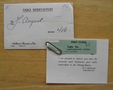 HOLLAND AMERICA LINE Table Reservation with Envelope