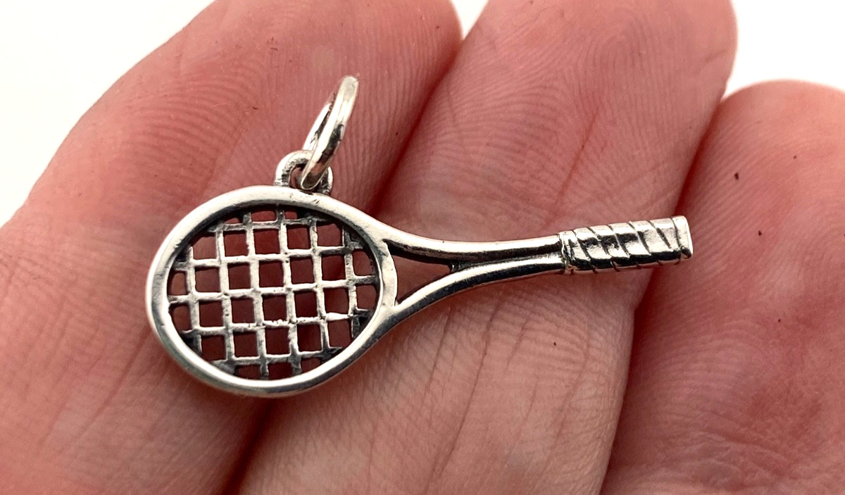 James Avery Sterling Silver Tennis Racquet Dangle Charm / Pe