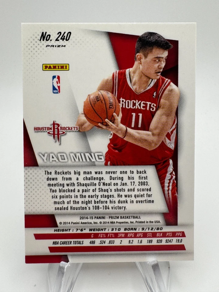 2014-15 Prizm Basketball YAO MING Silver Prizm SP #240 Houston Rockets - Image 2 of 2