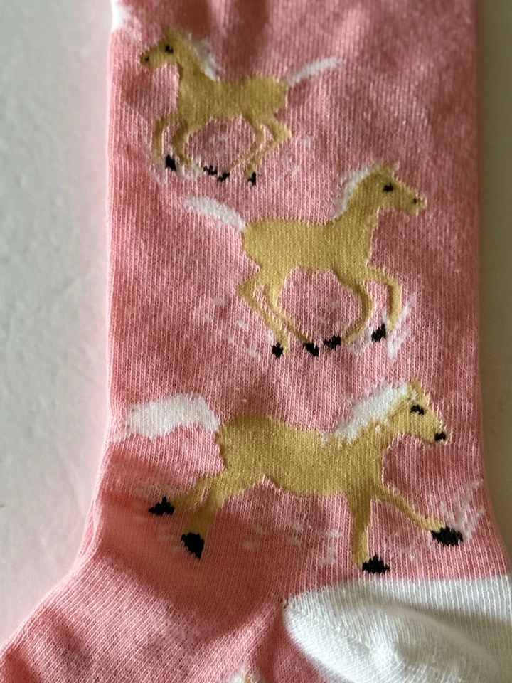 Calcetines Hatley Mujer Talla 9-11 Estampado Caballo Crew Novedad Poni Ecuestre Rodeo Derby Foto 4 de 4