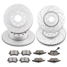 Front Rear Drilled Slotted Brake Rotors Ceramic Pads Audi A3 VW Jetta 2009-2010
