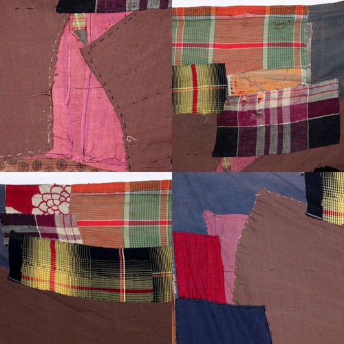 Antique Japanese Boro Two-Tone Design Patchwork Furoshiki Hand-Stitched Textile - Bild 8 von 10