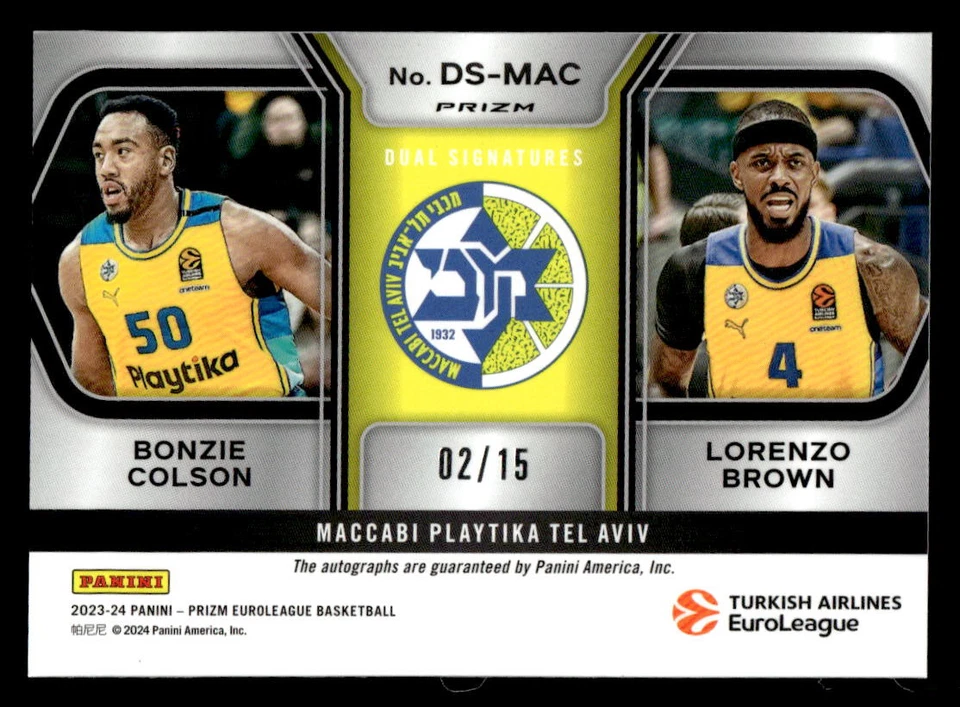 Chris Jones Brandon Davies 2023 Prizm EuroLeague #DS-VAL Dual Auto Silver 02/25 - Image 2 of 2