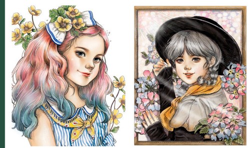 Poem and Girl Coloring Book Beautyful woman Korean Poetry Art Color Therapy - Imagen 11 de 12