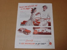 1946 MACMILLAN OIL Cartoon Gas Station vintage art print ad 