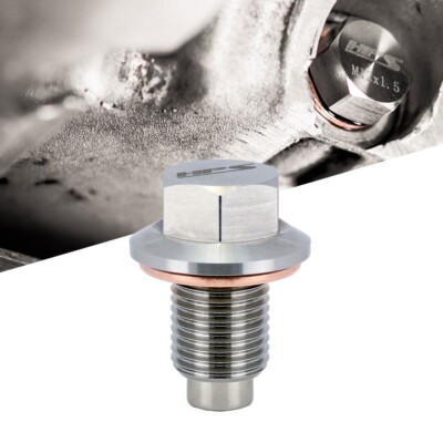 HPS Stainless Steel Magnetic Oil Drain Plug Bolt w/Washer M16x1.5