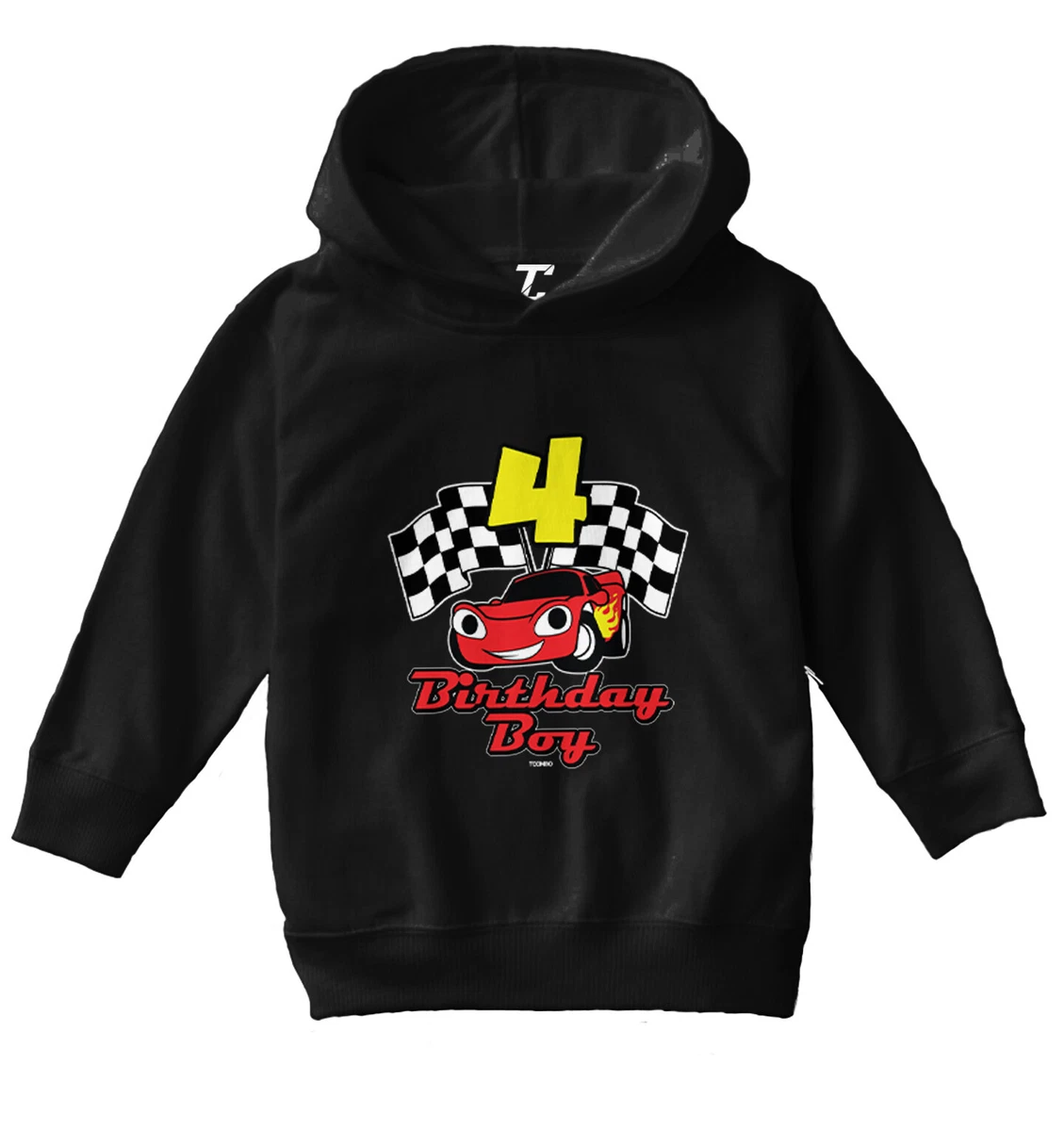 Birthday Boy Car 4 Four Year Old Checkered Flag Racing Toddler Youth Hoodie