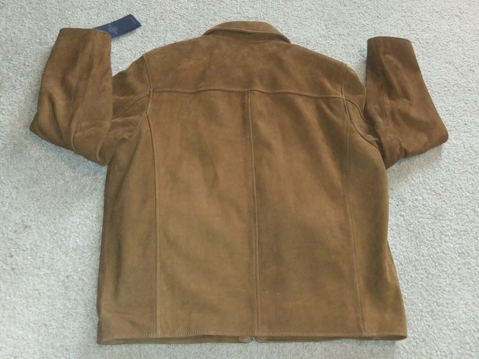 Roundtree & Yorke cognac.suede NUBUCK  Leather BOMBER Jacket. FullZIP SZ. Medium image 8