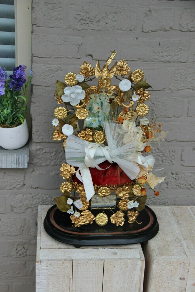 Antigua cúpula de boda nupcial victoriana interior ramo de flores bisque porcelana Foto 2 de 4