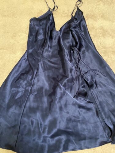 Vintage Frederick’s Of Hollywood Satin nightgown Chemise Lingerie Blue - Picture 3 of 9