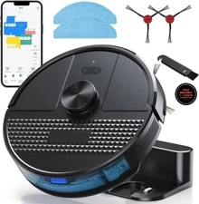 Robot aspirador y fregona combinados con succión máxima de 4500 Pa y navegación.