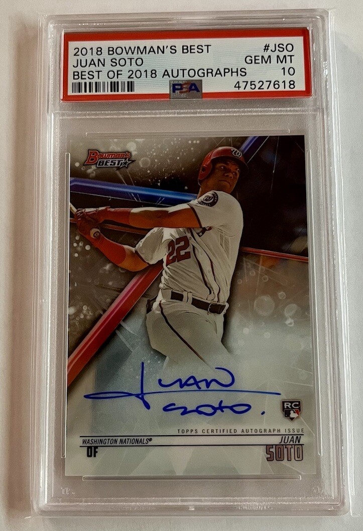 2018 Bowmans Best Juan Soto Rookie RC On Card Auto PSA 10 2018 Bowmans Best Juan Soto Rookie RC On Card Auto PSA 10