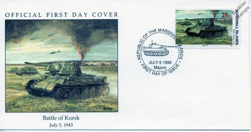 1943 WWII BATTLE OF KURSK - Soviet Russian Army T-34 Tank Stamp FDC