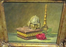 GEORGE SOTO ORIGINAL OIL ON BOARD ROSE HELMET BOX PAINTING
