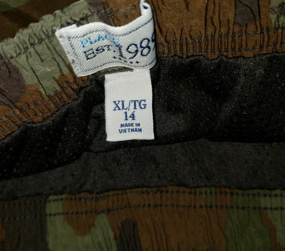 THE CHILDRENS PLACE Ejército Verde Camuflaje Nylon Pullon Pantalones XL 14 Foto 4 de 4