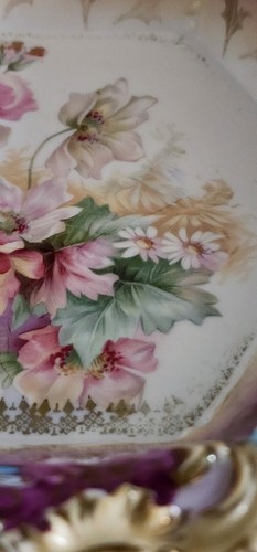 19C  FINE GERMAN PORCELAIN HIGHLY ELEGANT HEXAGON BOWL WITH RELIEF & SCROLLS - Picture 6 of 18