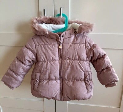 Cool Club Winterjacke Baby Mädchen Gr. 80 Altrosa Pufferjacke Kapuze Fellkragen