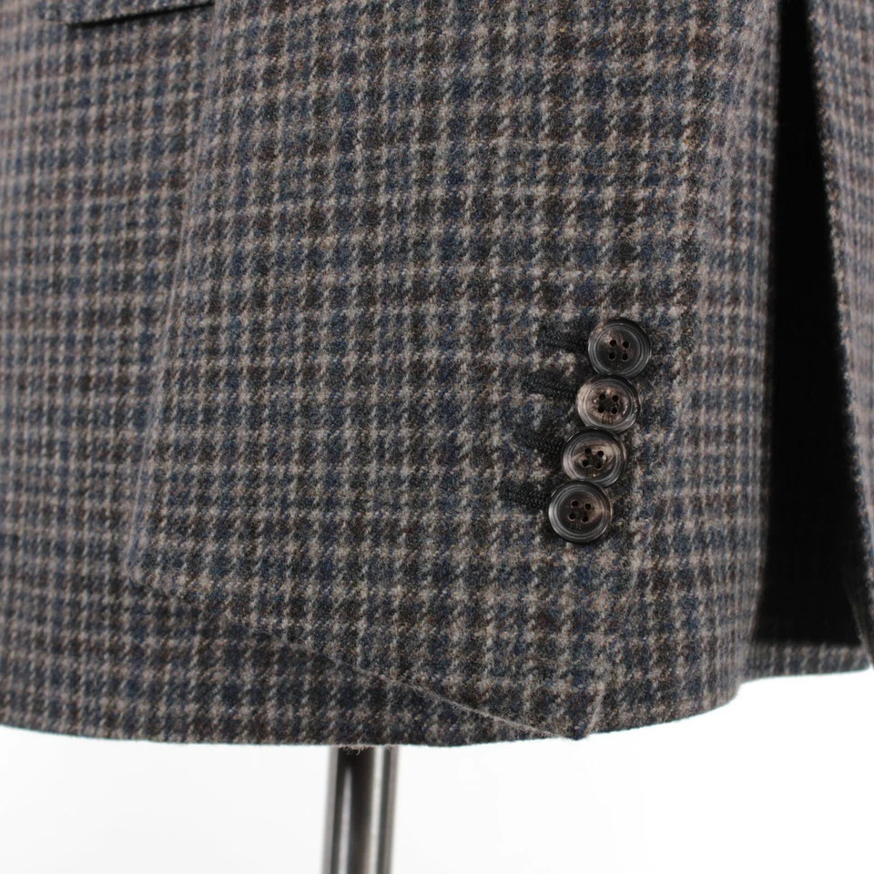 Abrigo deportivo Luciano Barbera nuevo con etiquetas 100 % lana talla 54R EE. UU. 44 marrón/azul/gris a cuadros Foto 4 de 4