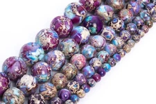 Purple & Blue Sea Sediment Imperial Jasper Grade AAA Round Beads 4/6/7-8/10/12MM