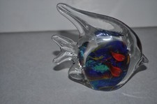 Vintage Hand Blown Murano Style Art Glass Tropical Fish Figurine 5.5" Long