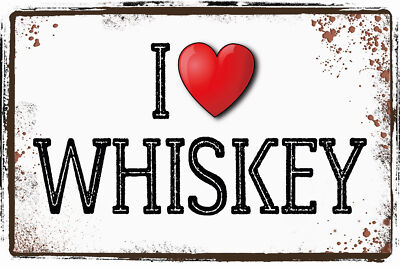 Blechschild 18x12 i love Whiskey Wand Deko Bar Kneipe Sammler Geschenk