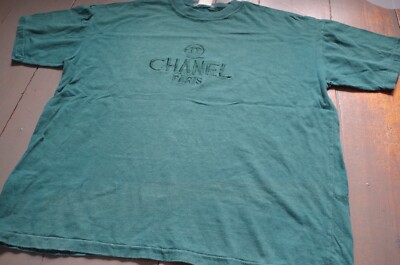 CHANEL❣️ビンテージ　シャツ Vintage 90s Chanel Shirt Green Size S/M Mens Embroidered | eBay