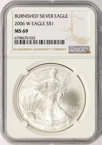 2006-W Burnished American Silver Eagle $1 NGC MS69