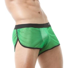 Men's Sexy Underwear Mesh Ice Silk Short Pants Low Rise Panties Boxer Shorts