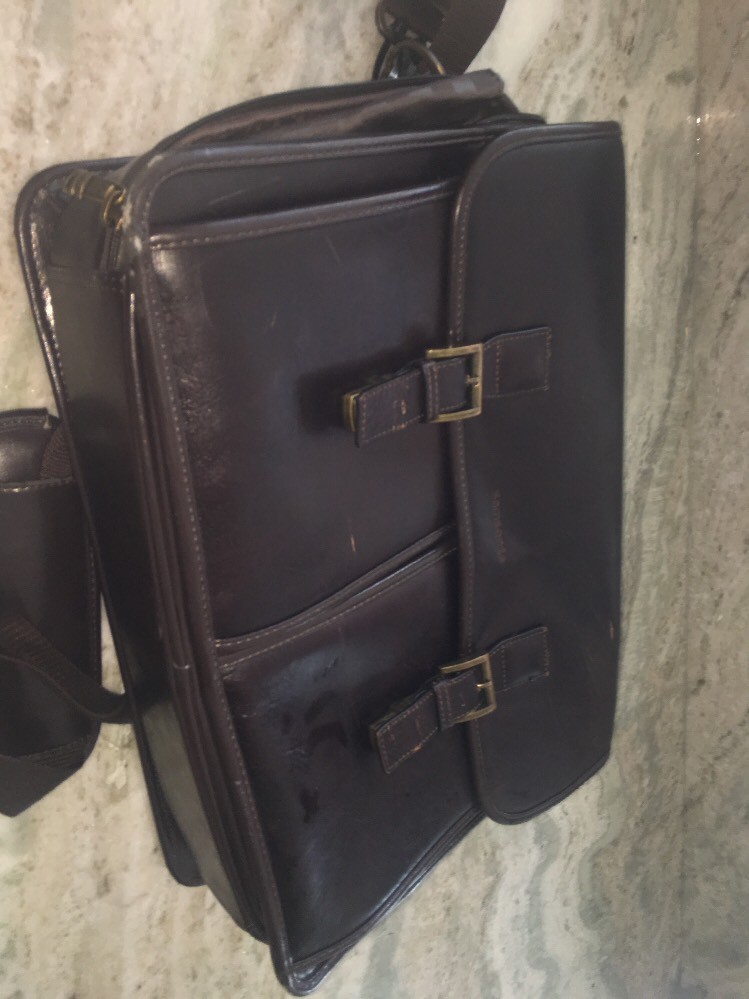 SAMSONITE Brown Leather MESSENGER BAG Laptop Busine… Gem