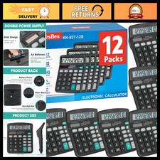12 Pack Desktop Calculators, 12 Digits, Large LCD, Solar Battery Power, Office