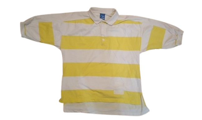 Vintage 1980s OP Ocean Pacific Beach / Surfer Style Polo Shirt - Yellow Stripe