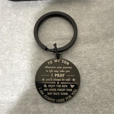 Black Metal Inspirational Key Chain for Son from Mom, 2 Piece Gift Set