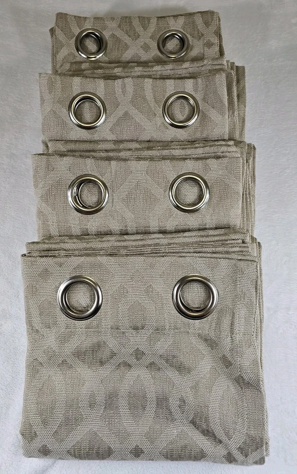 Allen & Roth Cortinas 4 Panales Bronceado Diseño Texturizado Ojales Plateados 50W x 96L Foto 2 de 4