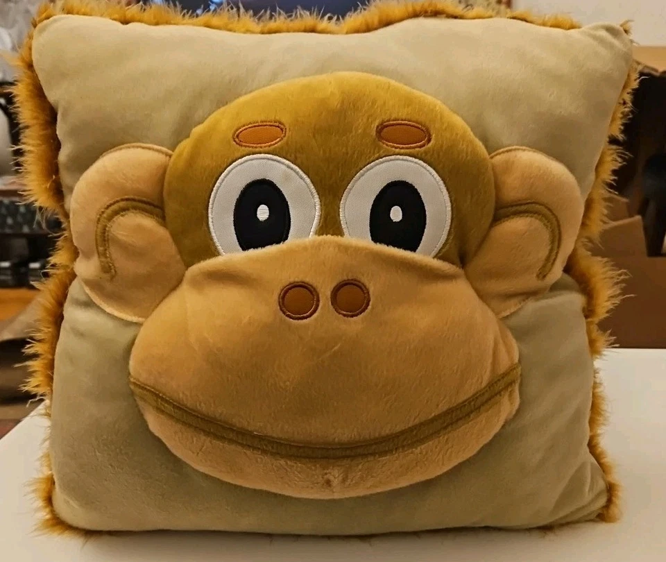 Monkey Pillow Double Sided  Face On Front Rear End And Tail On Back Brown/Tan A8 - Image 2 of 4
