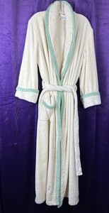 S Oversized Mens Pratesi Egyptian Cotton Shawl Collar Robe Beige Green