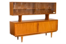 Vintage Bernhard Pedersen & Son Danish Teak Wood Credenza Sideboard with Hutch