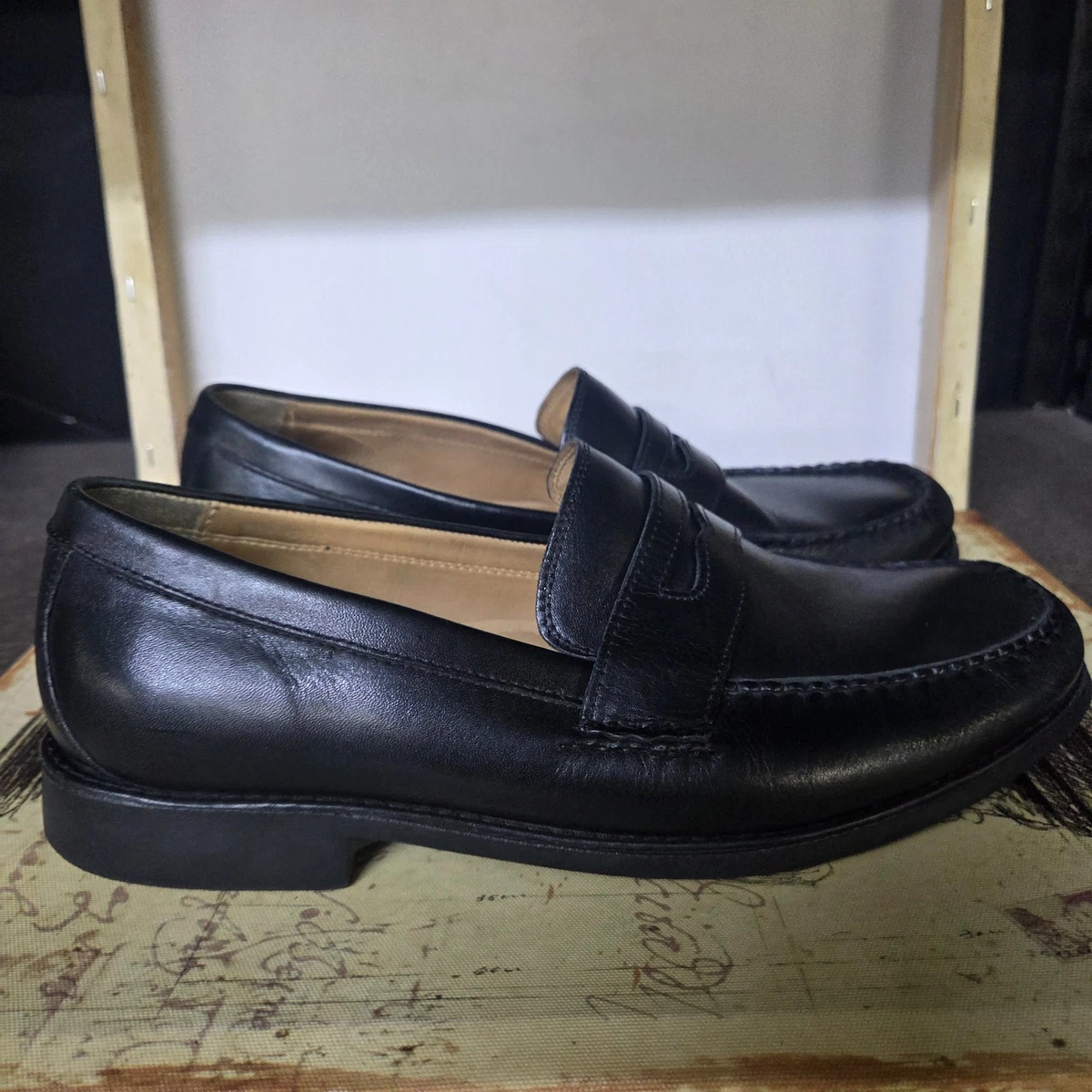 NEW!! Men’s Johnston & Murphy Hayes Penny Loafers Black Leather Size 9.5W Johnston & Murphy Deerskin Penny Loafers | Mercari main image 4