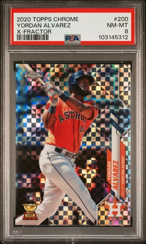 2020 TOPPS CHROME X-FRACTOR #200 YORDAN ALVAREZ ROOKIE RC PSA 8
