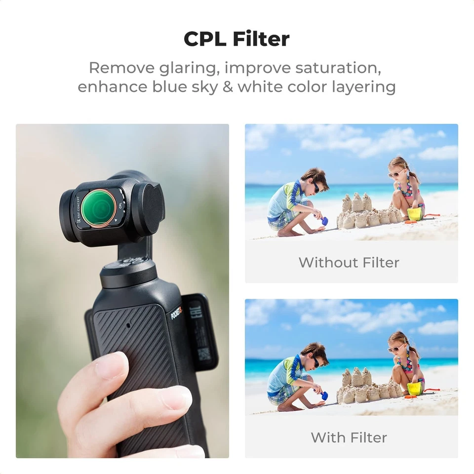 K&F Concept Wide Angle Lens & Effect & ND & CPL Filter Set for DJI Osmo Pocket 3 - Image 3 of 4
