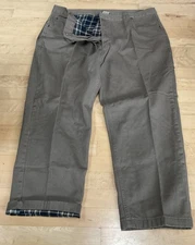 Scandia Woods Plaid Flannel Lined Elastic Waist Denim Brown Jeans Men 42x27 Pant