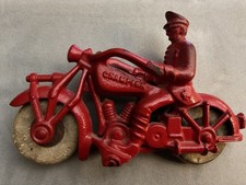 Vintage 1930's Cast -Iron "Champion " Red Police Motorcycle